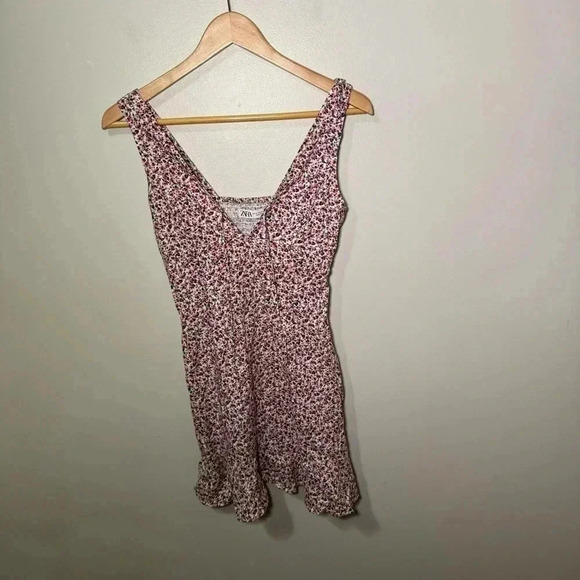 Zara ditsy floral linen blend dress  XS - Picture 4 of 6